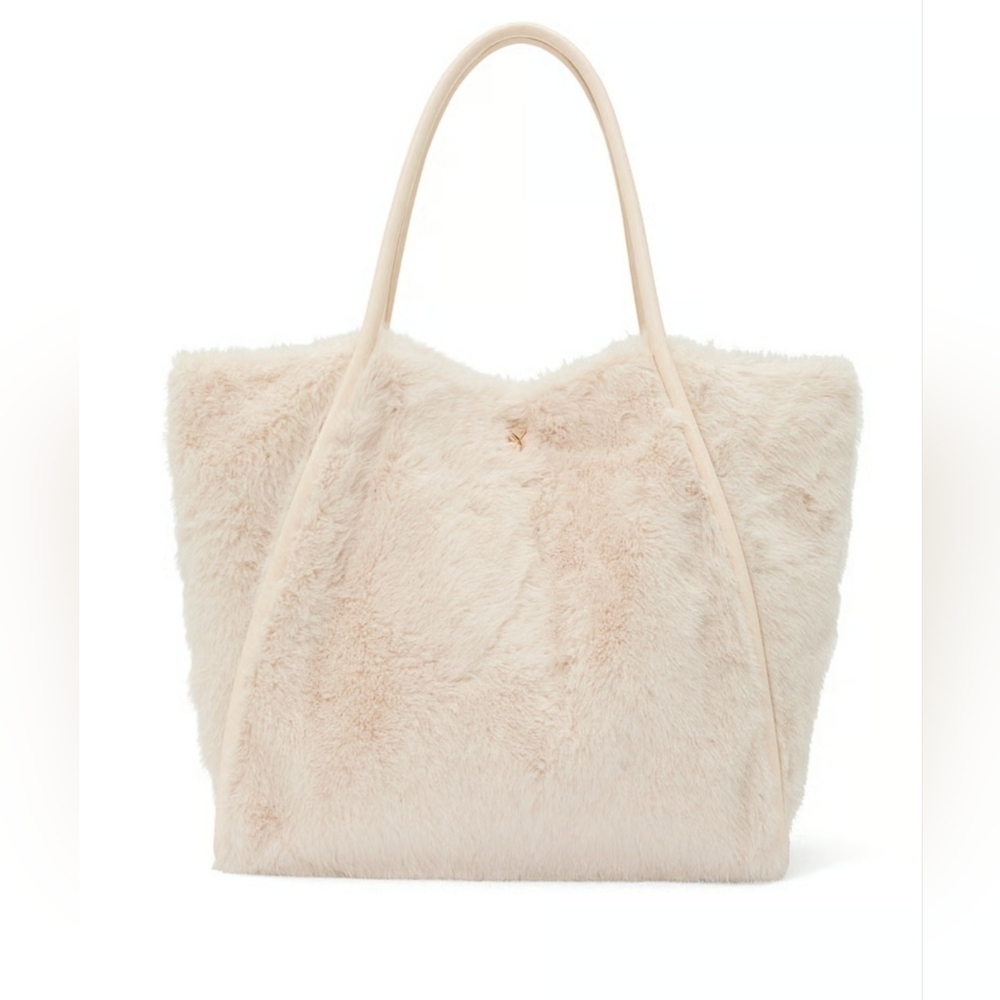 Nwt! Victorias Secret Cream Faux Fur Tote Bag
